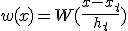 w(x)=W(\frac{x-x_t}{h_t})